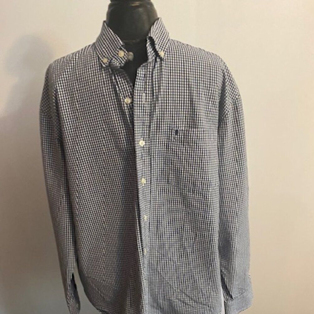 IZOD Blue/White Plaid button-down shirt, size L